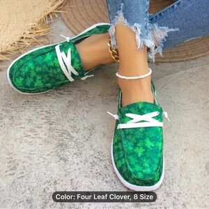 Women's Clover Print Canvas Shoes Casual EU 39 Lightweight St Patrick's Day New